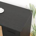 HSH Black L Shaped Desk with File Drawers and Shelves