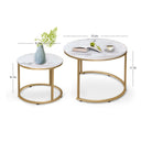 Aboxoo Nesting Coffee Table Set with White Marble Pattern