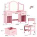 Clevich Kids Vanity Table and Chair Set with Storage