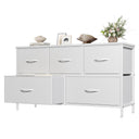 OLIXIS 5-drawer dresser in white with fabric bins for bedroom storage