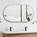 Elegant brushed aluminium framed oval bathroom mirror from Hoiweqr