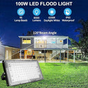 Createstar - 100W LED Flood Light, 8000LM, IP66 Waterproof, 2 Pack