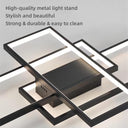 Qiaomao Black LED Ceiling Light (90x50x9cm) with Remote Control - modern geometric design