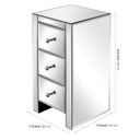 Doredo Mirrored Nightstand with 3 Drawers, Modern Silver Accent Table
