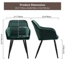 CLIPOP Velvet Upholstered Dining Room Chairs with Armrests (Set of 2, Green)