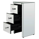 Doredo Mirrored Nightstand with 3 Drawers, Modern Silver Accent Table