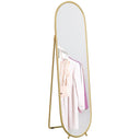 HOMCOM full length mirror with gold tone metal frame and oval shape
