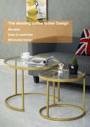 MAIKAILUN Round Nesting Coffee Table Gold Set of 2