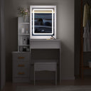 UDIYO Vanity Desk with LED Lights and Adjustable Brightness Mirror