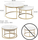 Ginhow Set of 2 Round Coffee Tables White Marble Design