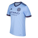 Men's adidas Wordmark S/S Replica Jersey in bright blue with striped pattern