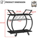 LVB Rolling Bar Cart with Storage Shelves and Wine Rack