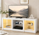 WLIVE Modern LED TV Stand for 65" TVs with adjustable glass shelves and RGB lights