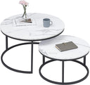 HJhomeheart Nesting Round Coffee Tables Set - White+Black