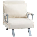 HOMCOM 1 Seater convertible sofa bed with adjustable backrest, removable cover, and metal legs in white