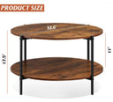 WLIVE Vintage Industrial Round Coffee Table with Storage