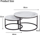 HJhomeheart Nesting Round Coffee Tables Set - White+Black
