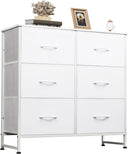 WLIVE White 6-Drawer Wood Dresser with Metal Handle