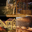 Yowin - 600 LED Curtain Lights, 6m x 3m, Mains Powered, 8 Modes, Waterproof