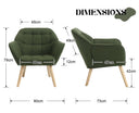 chairus Set of 2 Modern Linen Upholstered Armchairs with Wooden Legs