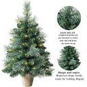 A-SZCXTOP - Pre-lit Mini Artificial Christmas Tree 60cm, 68 PVC Branches, LED Lights, Burlap Base