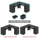 HSH Black L Shaped Desk with File Drawers and Shelves