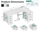 Coleshome L Shaped Computer Desk with 6 Drawers and Power Outlet