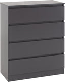 Seconique Malvern 4 Drawer Chest in Grey with modern design and ample storage