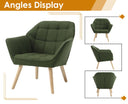 chairus Set of 2 Modern Linen Upholstered Armchairs with Wooden Legs