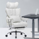 Efomao Big and Tall Office Chair with high back, wide seat, and footrest in white
