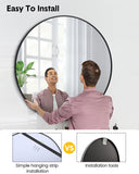 dainslef 24 Inch Round Metal Frame Mirror