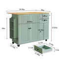 HLR Sage Green Rolling Kitchen Island with Storage