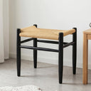Scandinavian-style wooden dining chair with paper cord seat and oak frame