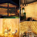 Wearxi - 300 LED Fairy Light Curtain, 8 Modes, Indoor/Outdoor Use, Warm White
