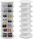 PTUWODS 7 Tier Rotating Shoe Cabinet - White PVC