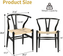 VODUR Wishbone Dining Chair Set of 2 Natural Solid Wood