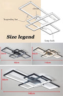 Qiaomao Black LED Ceiling Light (90x50x9cm) with Remote Control - modern geometric design