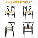 VODUR Wishbone Dining Chair Set of 2 Natural Solid Wood