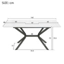 MURUL White Expandable Dining Table with Black Metal Legs