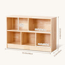 OOOK Montessori Shelf for Kids, 5-Compartment Rubber Wood Storage