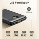 Veektomx - Fast Charging 22.5W Power Bank, 10000mAh, Slim Design, USB-C