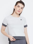 Adidas Women's White Cropped T-Shirt with Brand Logo