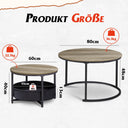 WLIVE Modern Living Room Round Coffee Table Set with Fabric Basket