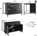 Azkoeesy High Table with 2 Drawers and Doors - Black