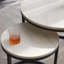 Symylife Set of 2 Round Nesting Tables with Wood Top