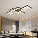 Qiaomao Black LED Ceiling Light (90x50x9cm) with Remote Control - modern geometric design