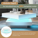 Sweiko White Square Coffee Table - Rotating Top & LED Lighting