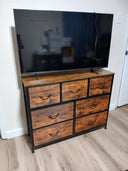 WLIVE 7-Drawer Fabric Dresser TV Stand - White