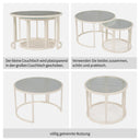 ULUCAN Set of 2 Round Coffee Tables with Water Wave Glass Top
