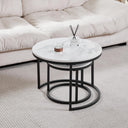 GrandCA HOME Set of 2 Round Coffee Tables with Imitation Marble